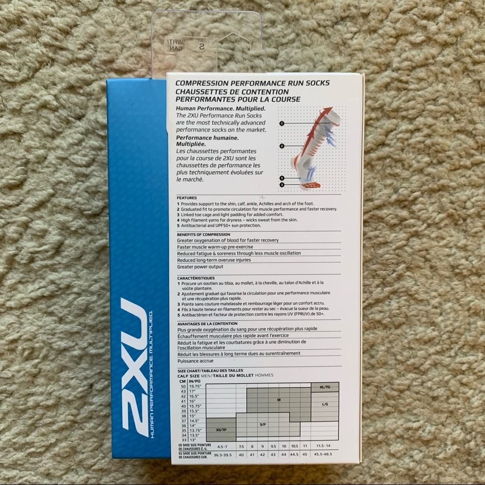 NWT Men's 2xu Compression Performance Run Socks - Compression Socks - Picture 5 of 6